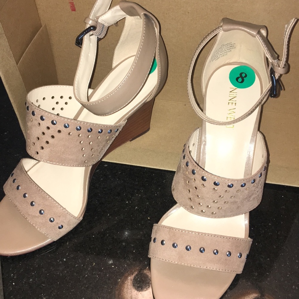Suede buff wedge sandals